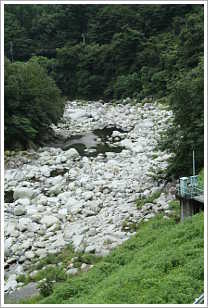 取水堰から下流の渡良瀬川