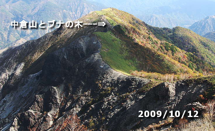 沢入山の東に位置する小ピークから中倉山を見る
