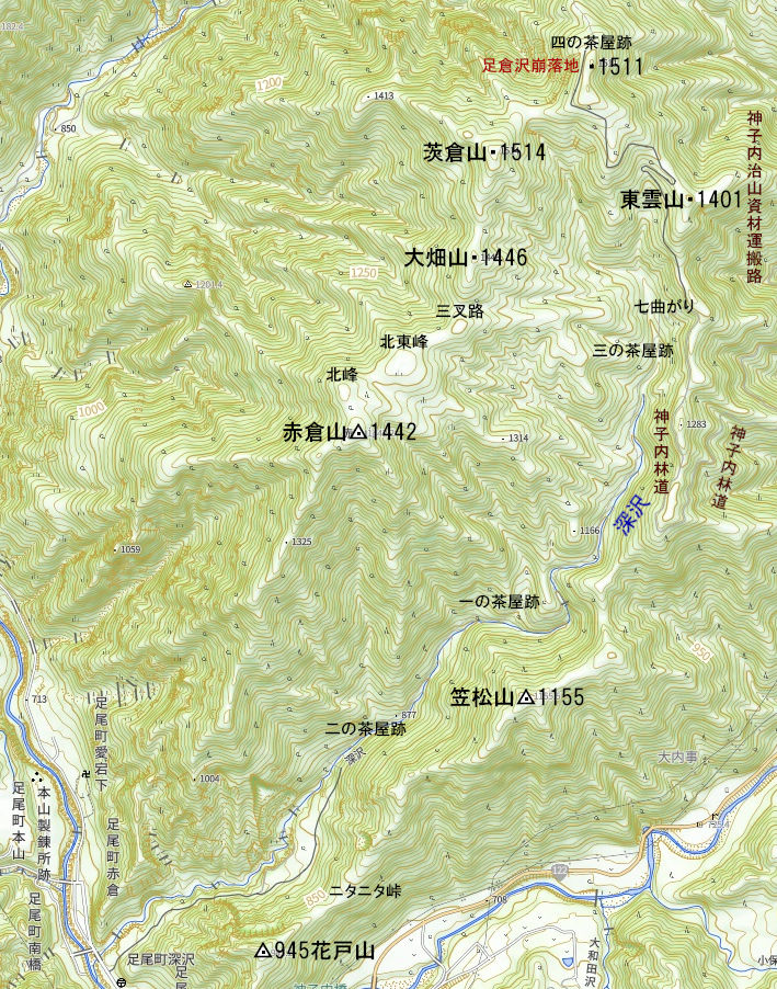 赤倉山の地図